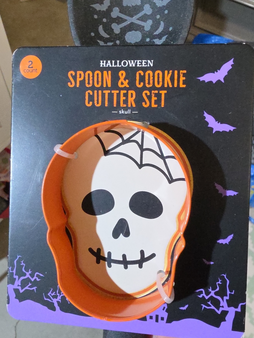 Nwt Halloween Skull Spoon & Cookie Cutter Set - Orange - Picture 2 of 3